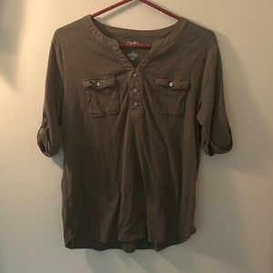 Croft & Barrow Olive Long Sleeve Henley Shirt